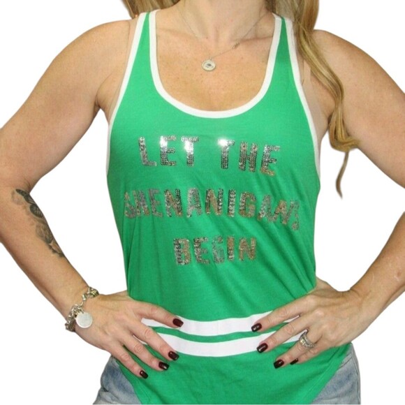 Victoria’s Secret Pink Bling Sequin Tee Let The Shenanigans Size S/P - Picture 2 of 6